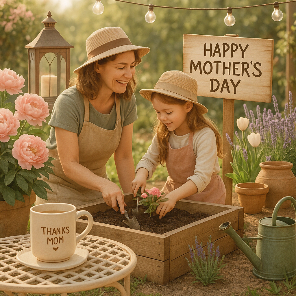 woman and child enjoying mothers day
