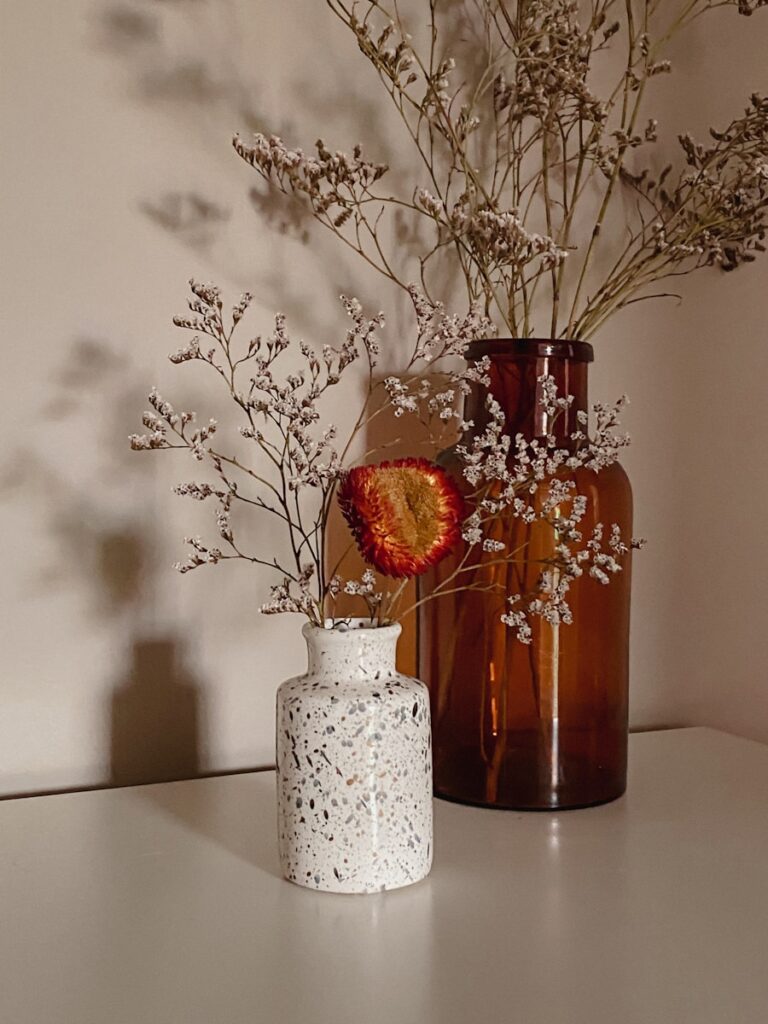 Photo by Tiago Alexandre Lopes red flowers in white ceramic vase